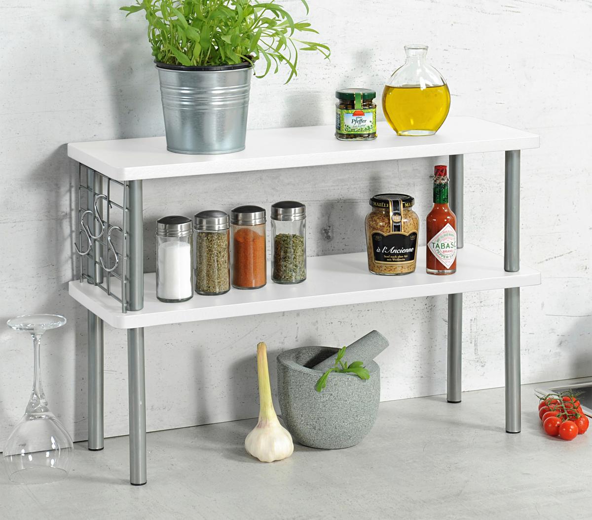 Küchenregal Weiß B: 20 cm - Weiß, Basics, Holzwerkstoff/Metall (55/38/20cm) - Kesper