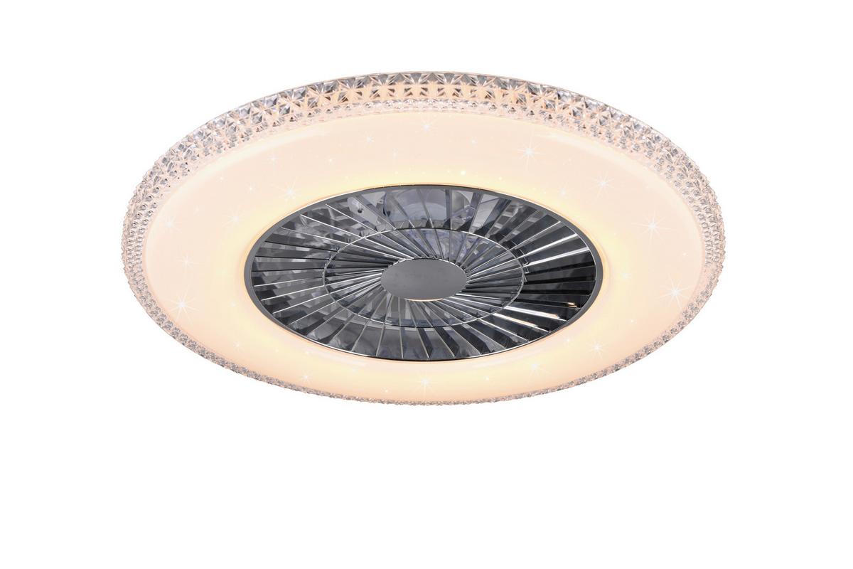 Deckenventilator Harstad Weiß Chromfarben Transparent - Chromfarben/Transparent, Trend, Kunststoff (60/18cm)