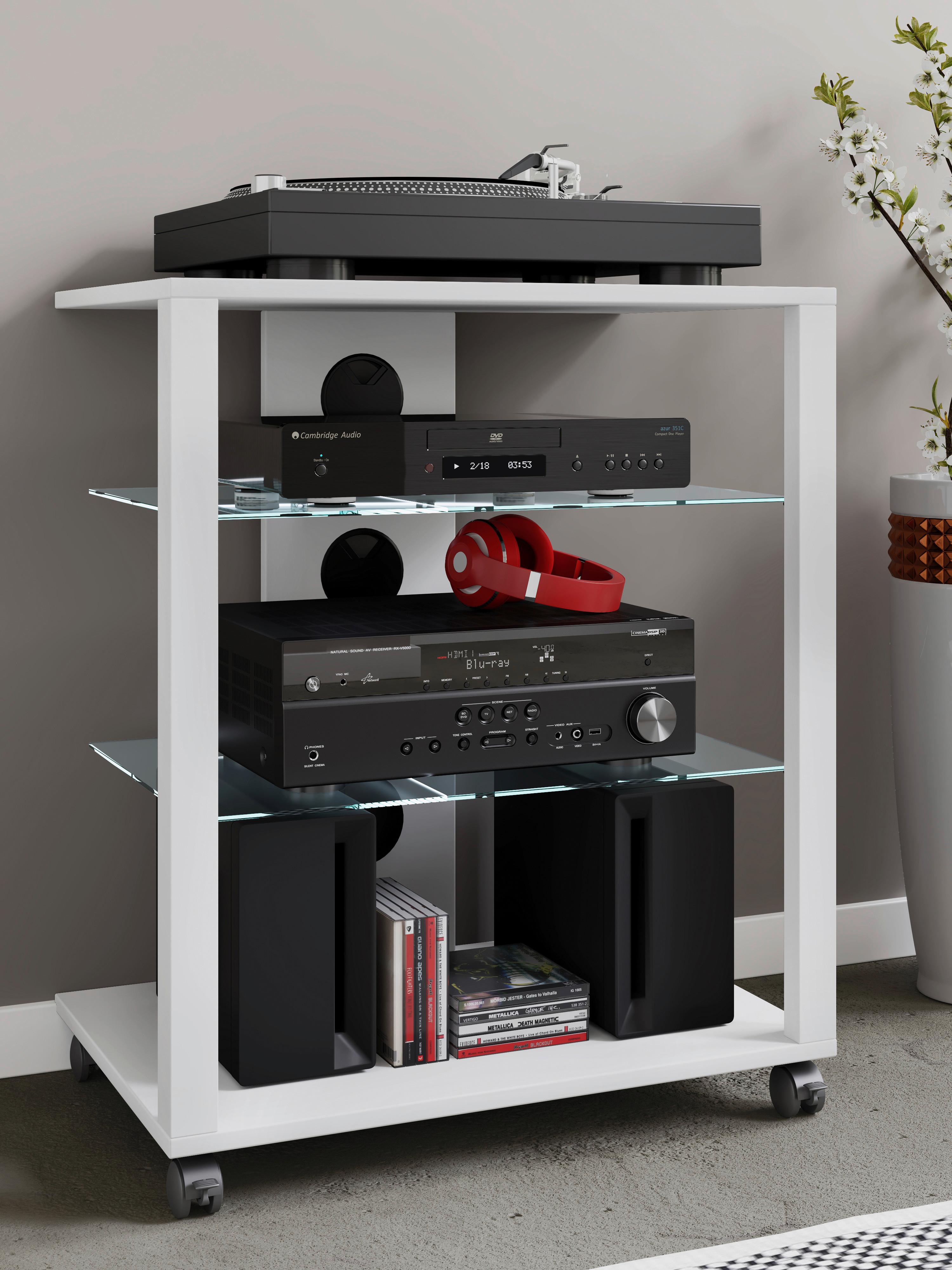 TV-Rack Folas B: 60 cm Weiß mit Kabeldurchlass - Weiß, Basics, Holzwerkstoff/Kunststoff (60/70/41cm) - MID.YOU