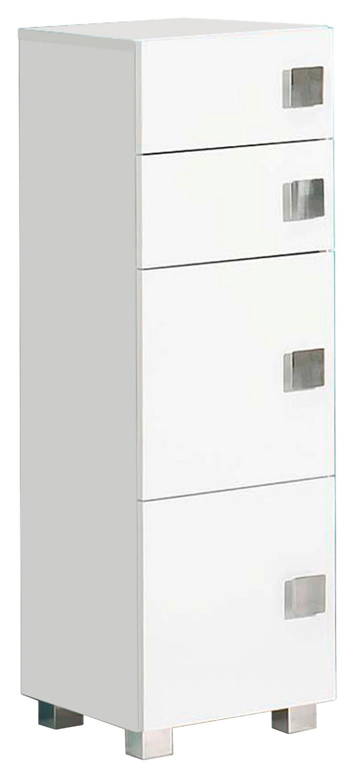 Unterschrank Mit 2 Laden Quadra B: 33 Cm Weiß - Chromfarben/Weiß, MODERN, Holzwerkstoff (33/101,5/34,5cm) - MID.YOU