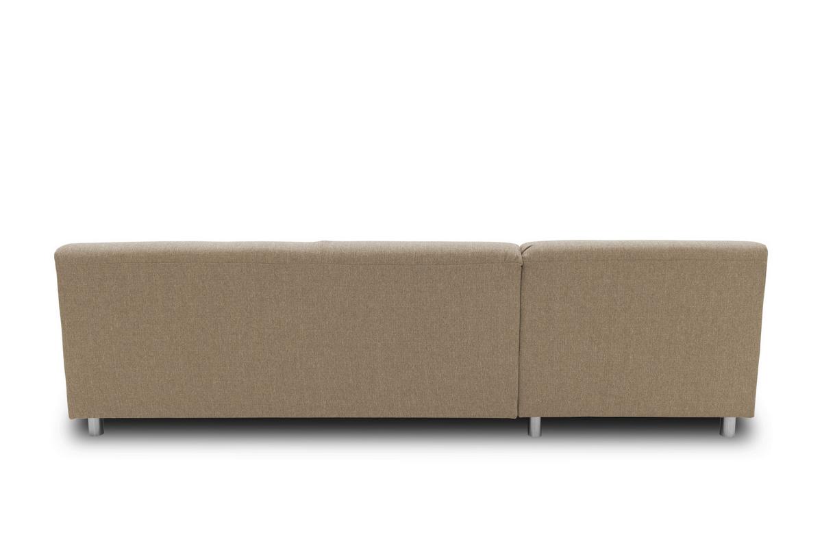 Ecksofa Jamie Rücken Echt Beige Webstoff - Chromfarben/Beige, KONVENTIONELL, Textil (150/251cm) - MID.YOU