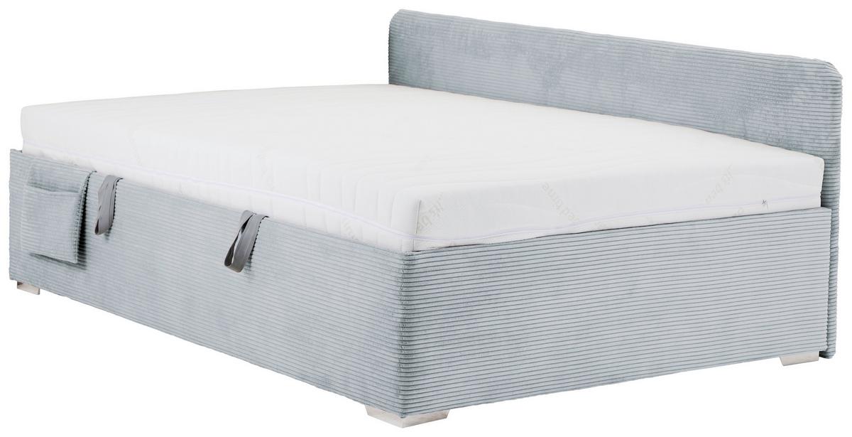 Postel Remi s bočnicemi 140x200, potah šedomodrý - šedomodrá/barvy chromu, Konvenční, dřevo/textil (140/200cm)