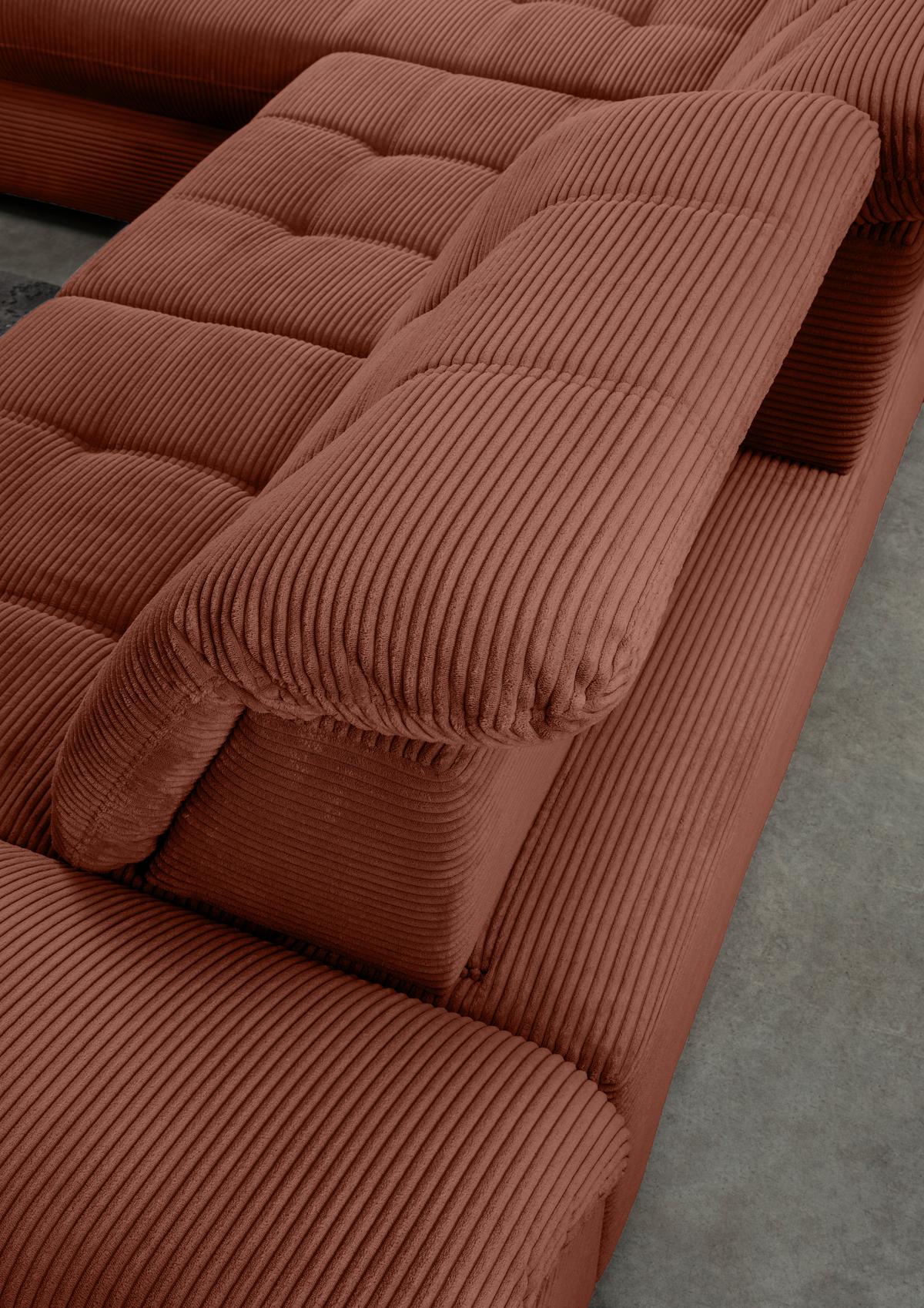 Ecksofa Mit Bettkasten Rigatti Koralle S: 184x314 Cm - Koralle/Schwarz, MODERN, Textil (184/314cm) - Livetastic