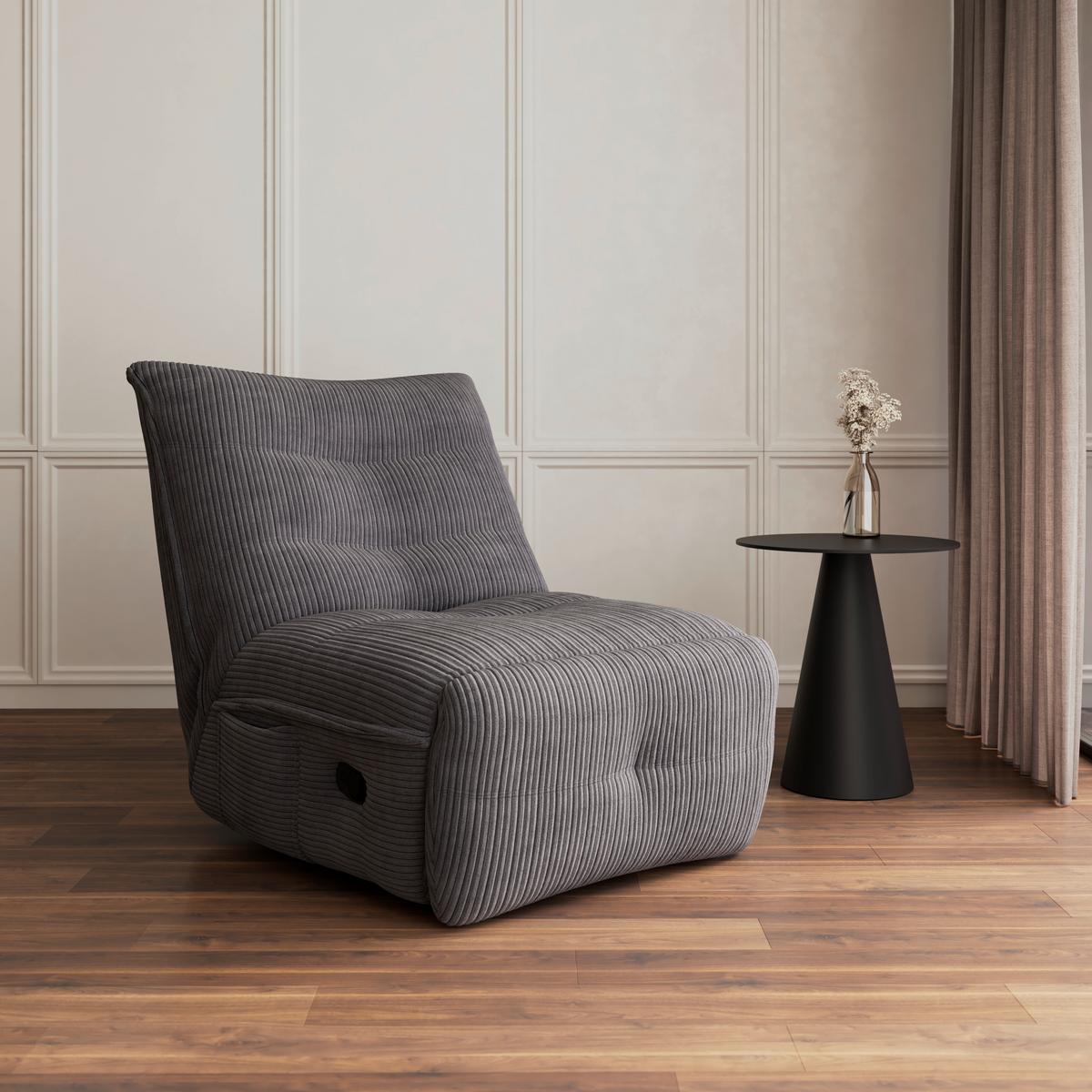 Relaxační křeslo ALURA, tmavě šedá barva - černá/tmavě šedá, Moderní, kov/dřevo (90/92/90cm) - Bessagi Home