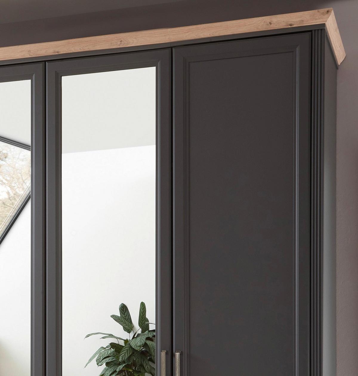 Drehtürenschrank Mit Spiegel 214 cm Jasmin II Graphitfarben - Graphitfarben/Eiche Artisan, LIFESTYLE, Holzwerkstoff (214/220/64cm)