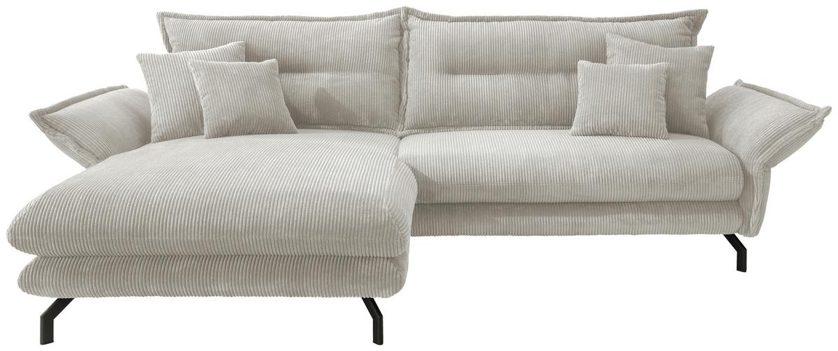 Ecksofa Lava Silberfarben S: 180/255 cm - Silberfarben/Schwarz, MODERN, Textil (180/255cm) - Livetastic