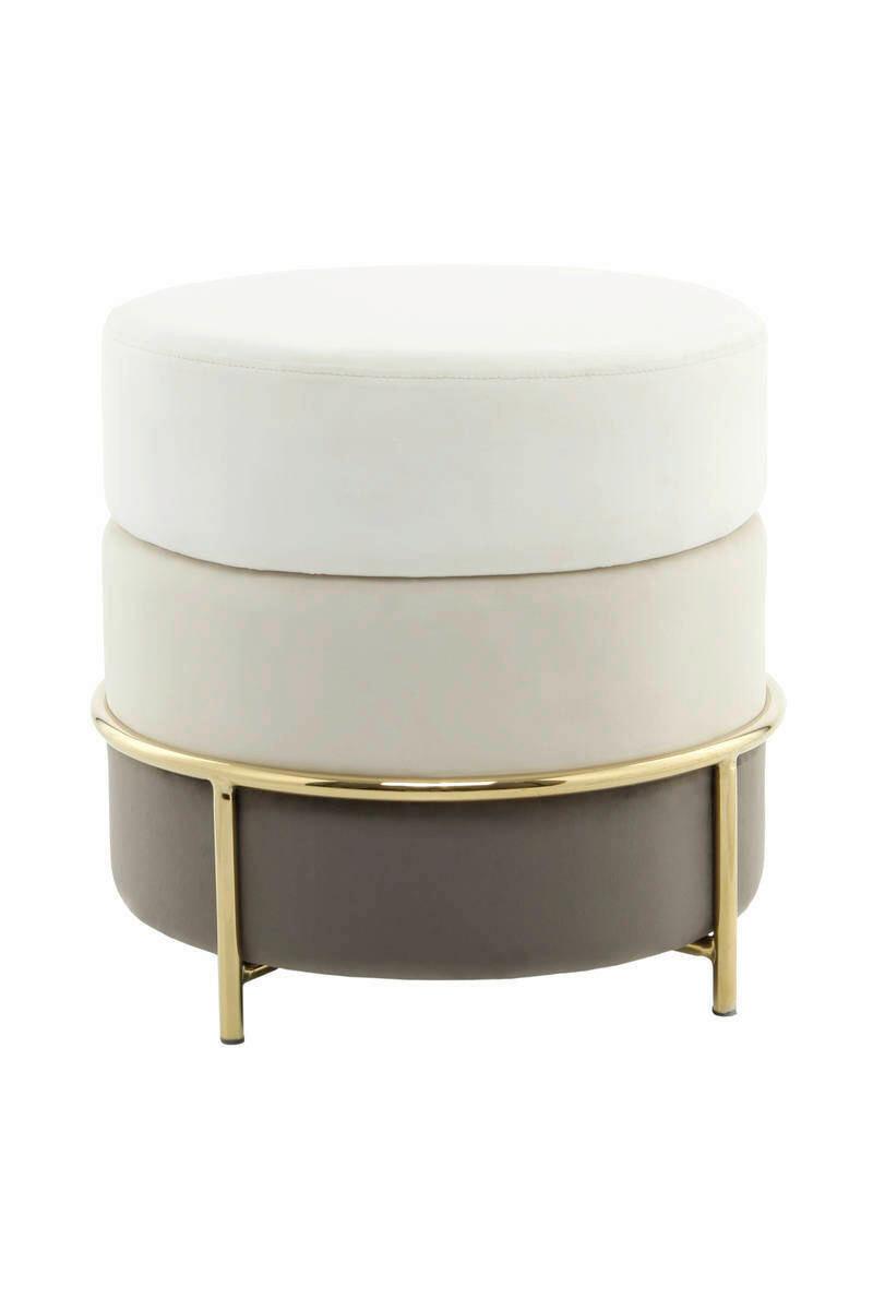 Hocker Pouf Samt Creme H: 46 Cm Rund