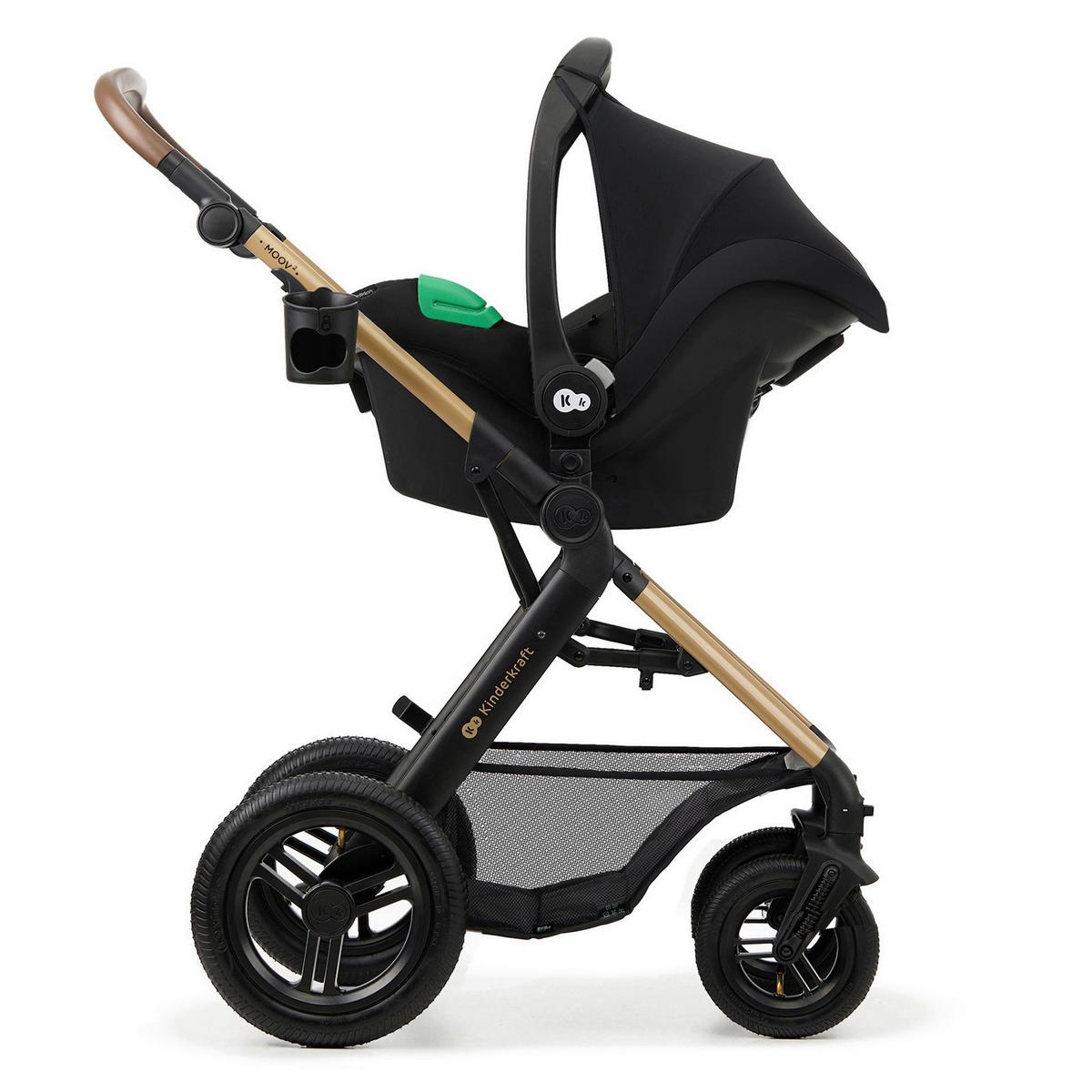 Kinderwagenset schwarz/gold 7tlg. - Goldfarben/Schwarz, Basics, Textil/Metall (86,5/60/106cm) - Kinderkraft