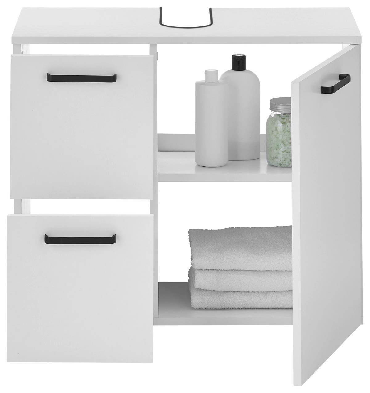 Waschbeckenunterschrank Vanice B: 70 cm Weiß - Schwarz/Weiß, MODERN, Holzwerkstoff (70/60/35cm) - MID.YOU