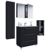 Badezimmer Schubo 5-Teilig Schwarz B: 126 cm - Alufarben/Schwarz, MODERN, Keramik/Holzwerkstoff (126cm) - MID.YOU