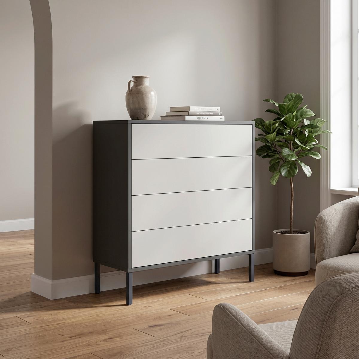 Kommode 79 cm Mailand Typ 3 + Mf, Anthrazit - Anthrazit/Weiß, MODERN, Holzwerkstoff (79/86/33cm) - MID.YOU
