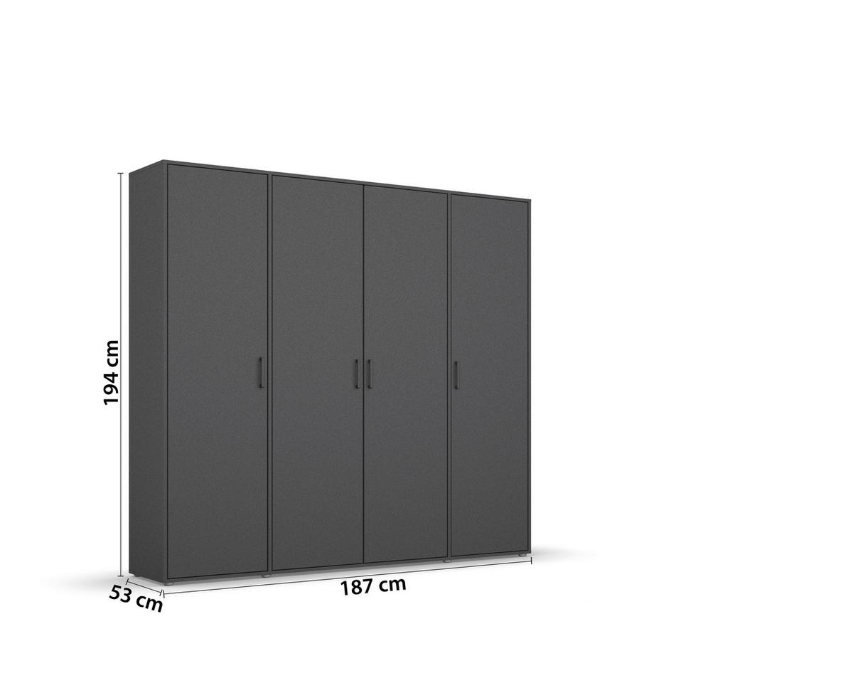 Drehtührenschrank Voyager Grau B: 187 Cm - Grau, MODERN, Holzwerkstoff (187/194/53cm) - Rauch Möbel