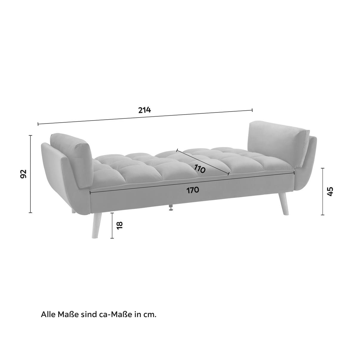 Rozkladacia pohovka CORA, modrý zamat, max. 360 kg - modrá/prírodná farba, Modern, drevo/textil (214/92/81cm) - Bessagi Home