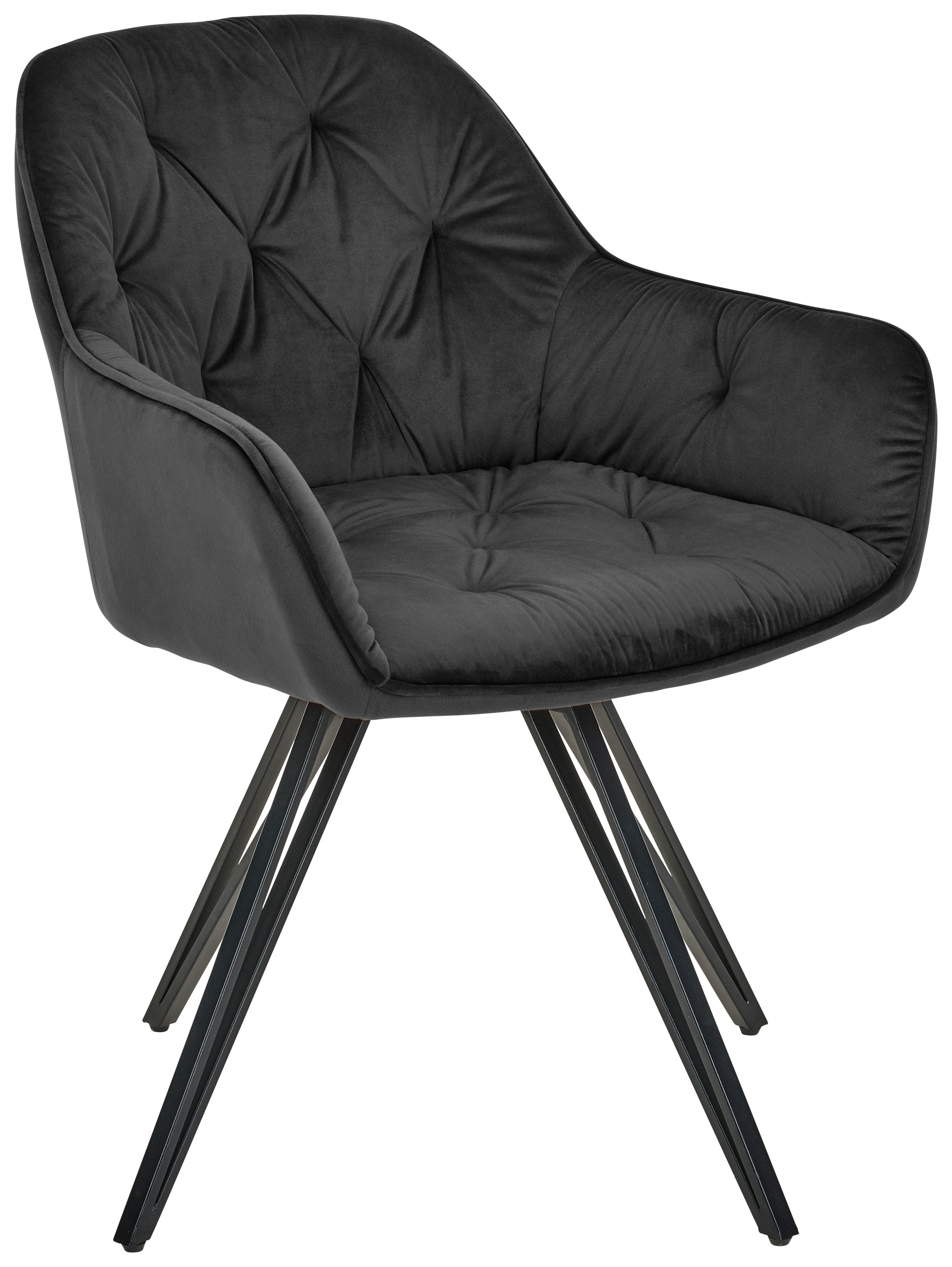 Armlehnstuhl Cardiff Schwarz Gepolstert - Schwarz, LIFESTYLE, Holz/Textil (61/82/62cm) - Livetastic