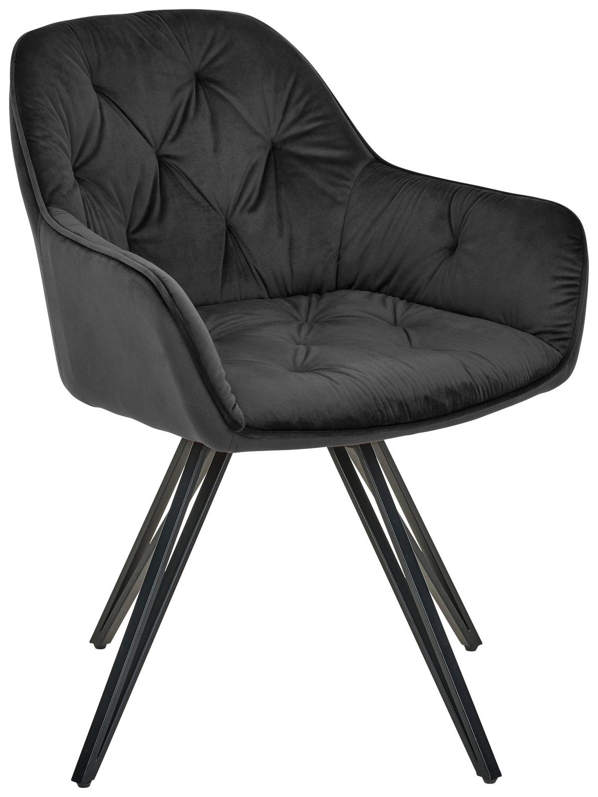 Armlehnstuhl Cardiff Schwarz Gepolstert - Schwarz, LIFESTYLE, Holz/Textil (61/82/62cm) - Livetastic