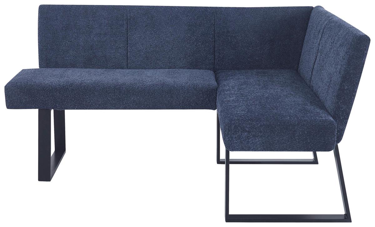 Eckbank Terri Dunkelblau, S: 160x130 cm - Schwarz/Dunkelblau, KONVENTIONELL, Textil/Metall (160/130cm) - MID.YOU