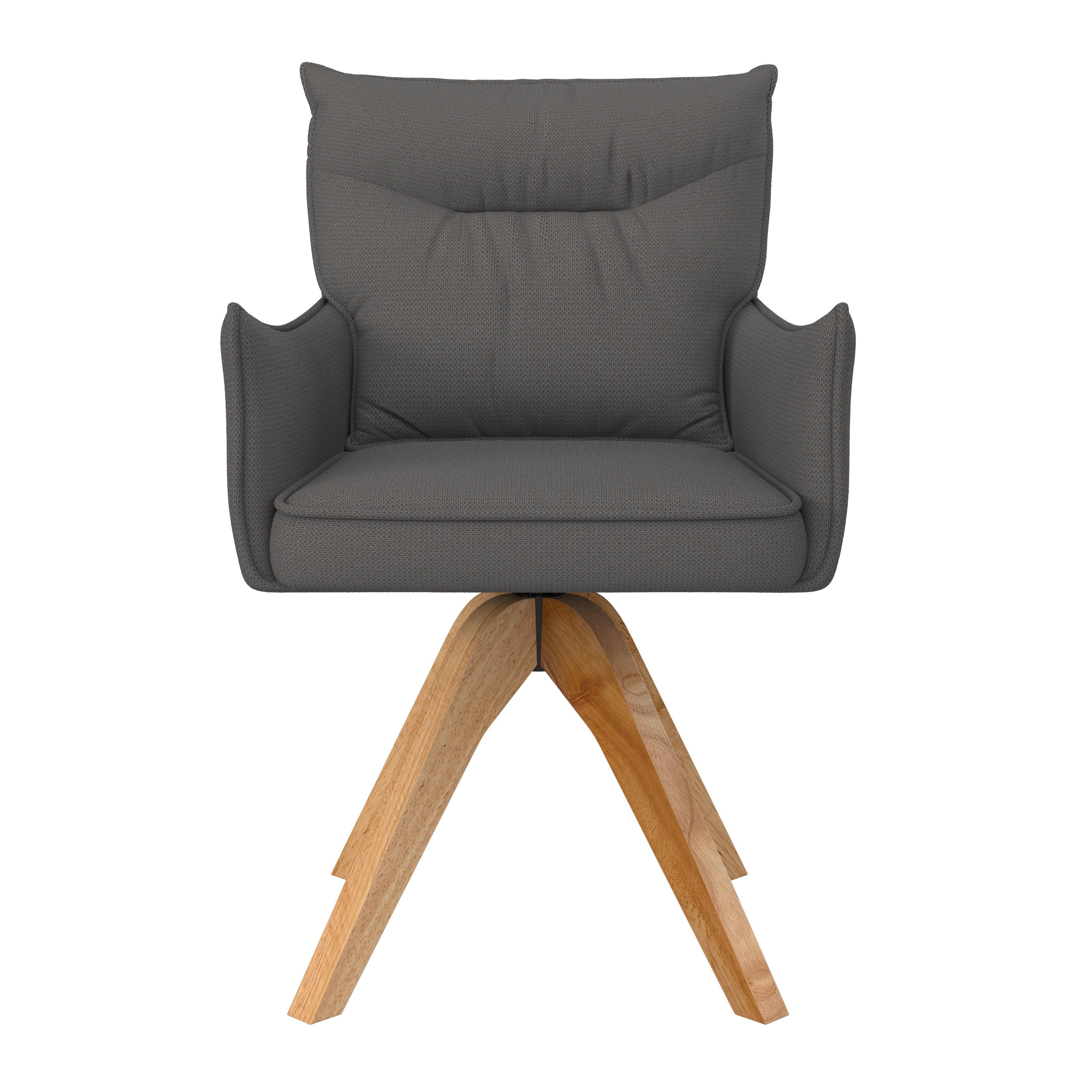 STOLIČKA S PODRÚČKAMI LORELEI - sivá/prírodná farba, Modern, drevo/textil (58/87/63cm) - Bessagi Home