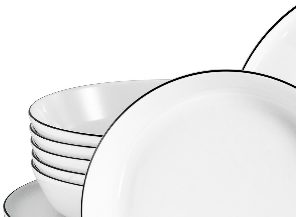 Tafelservice Chef Collection 12--Teilig., Schwarz, Weiß - Schwarz/Weiß, Basics, Keramik - Creatable