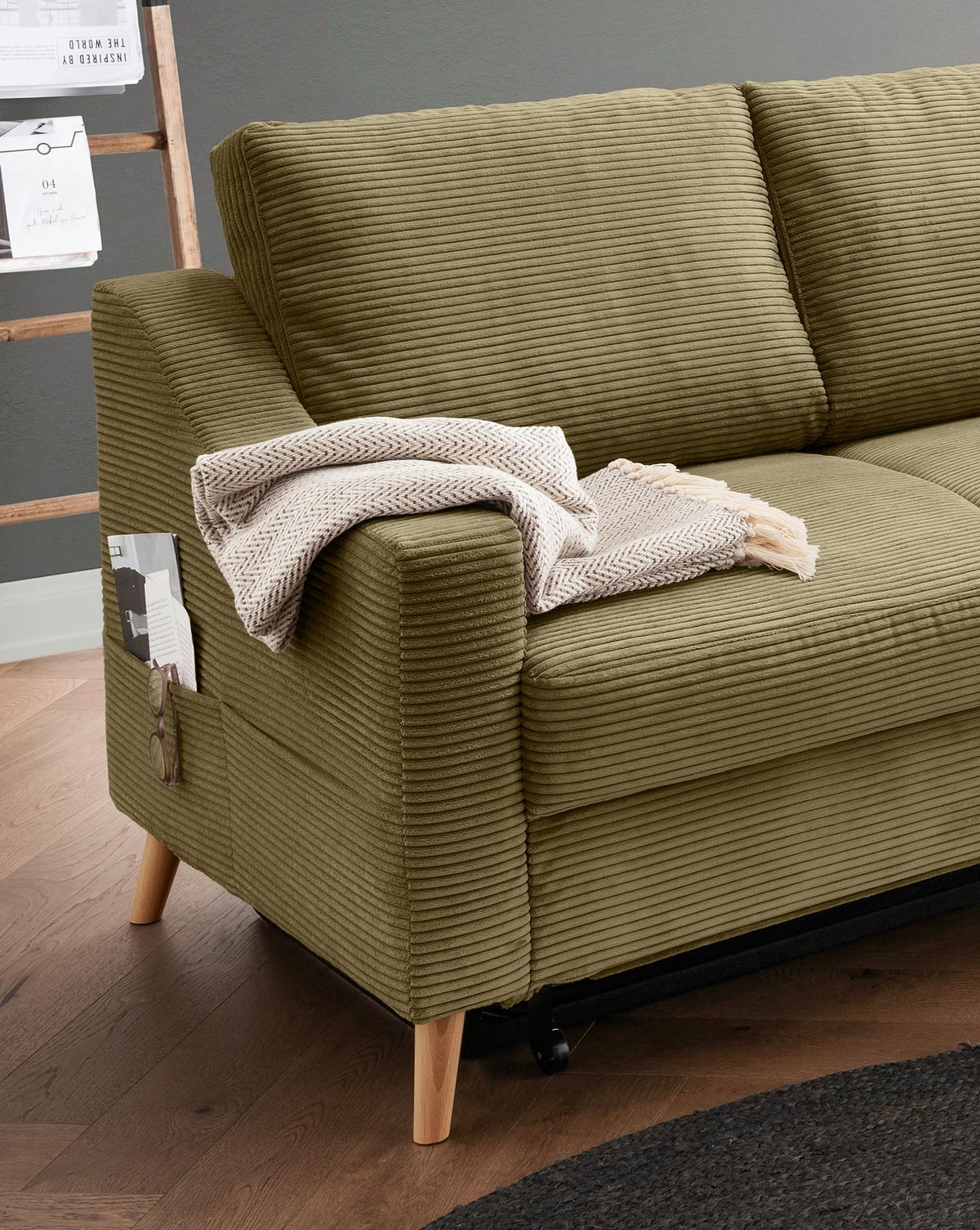 Ecksofa Valentina Olivgrün S: 230x200 Cm - Naturfarben/Olivgrün, MODERN, Textil (230/200cm) - Livetastic