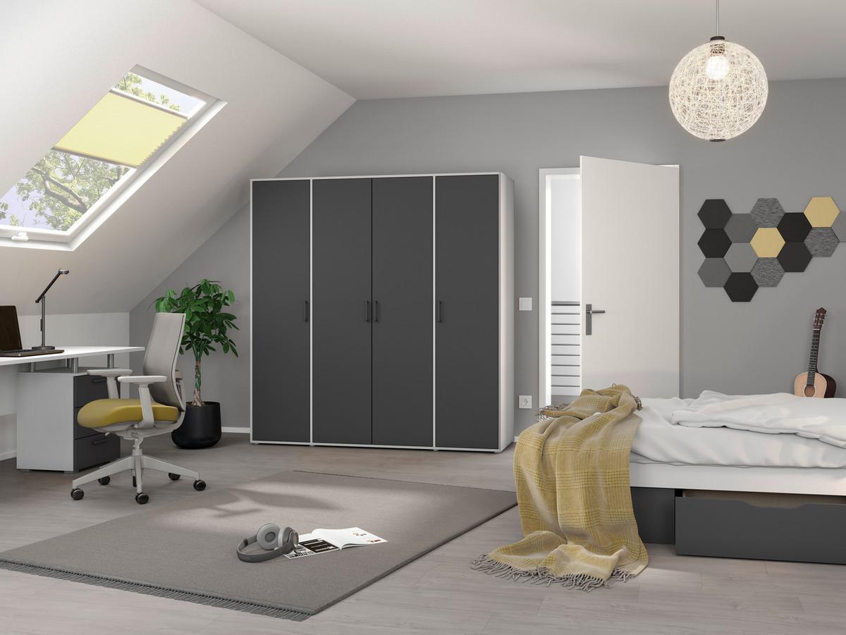 Drehtürenschrank Voyager Weiß,grau B: 187 cm - Weiß/Grau, MODERN, Holzwerkstoff (187/194/53cm) - Rauch Möbel