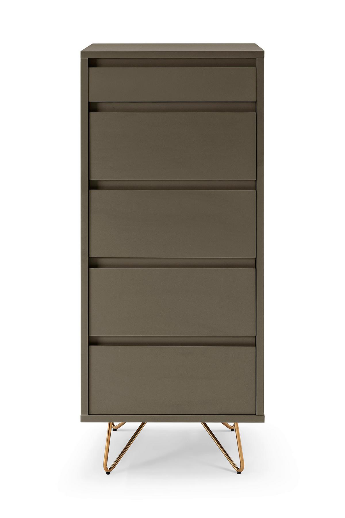 Kommode Grau B: 45cm - Messingfarben/Grau, Design, Glas/Holzwerkstoff (45/110/40cm) - Livetastic