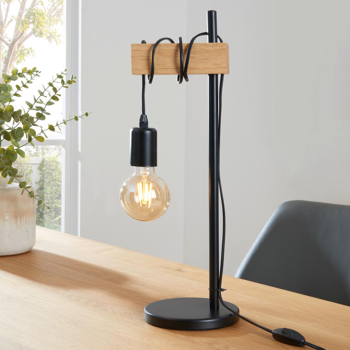 STOLNÍ LAMPA TOWNSHEND - černá/hnědá, Konvenční, kov/dřevo (15,5/50cm) - Eglo