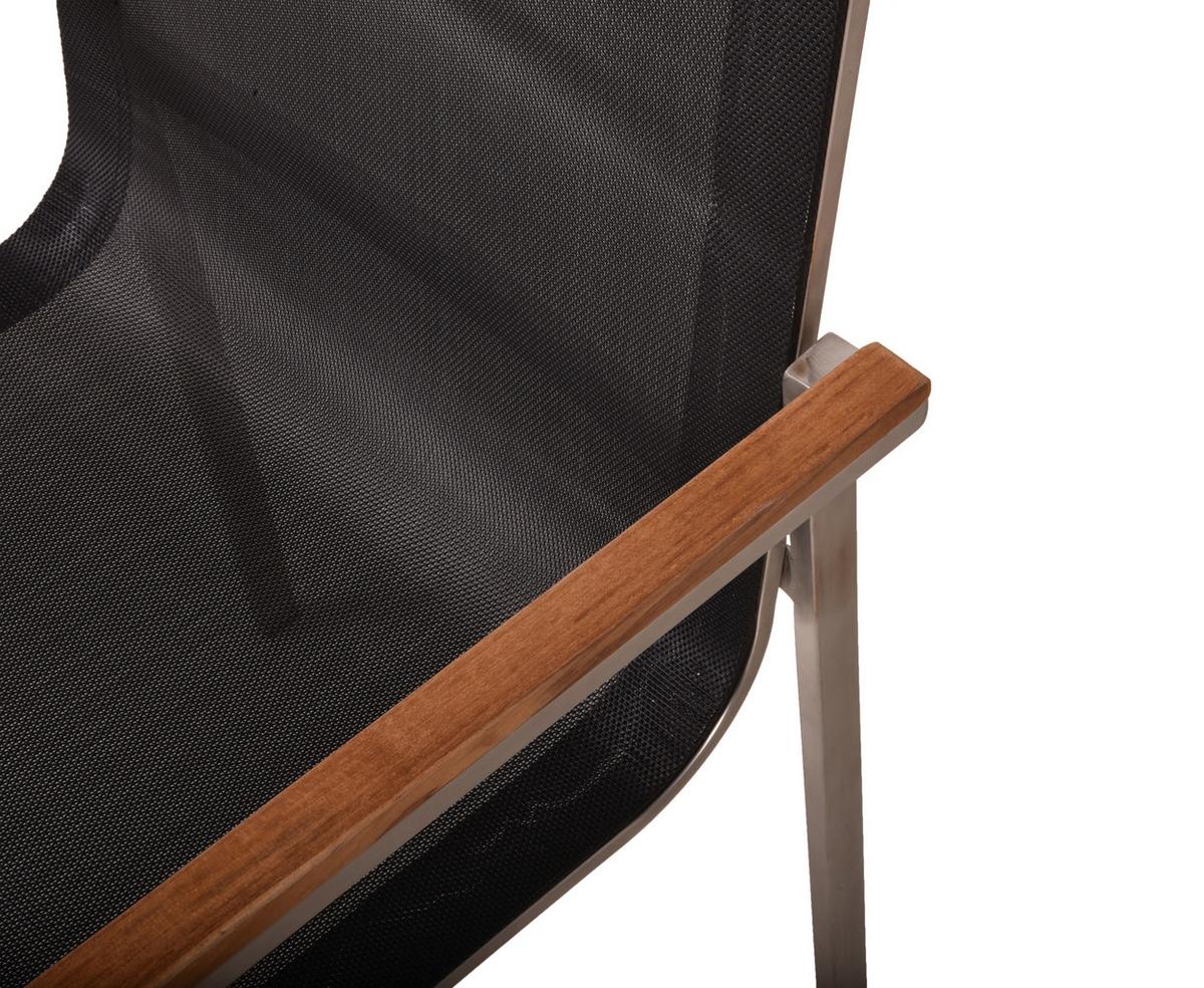 Gartenstuhl Stapelbar Denver 2er-Set Teakholz/edelstahl - Silberfarben/Schwarz, Basics, Holz/Kunststoff (58/86/55cm) - Gardenson