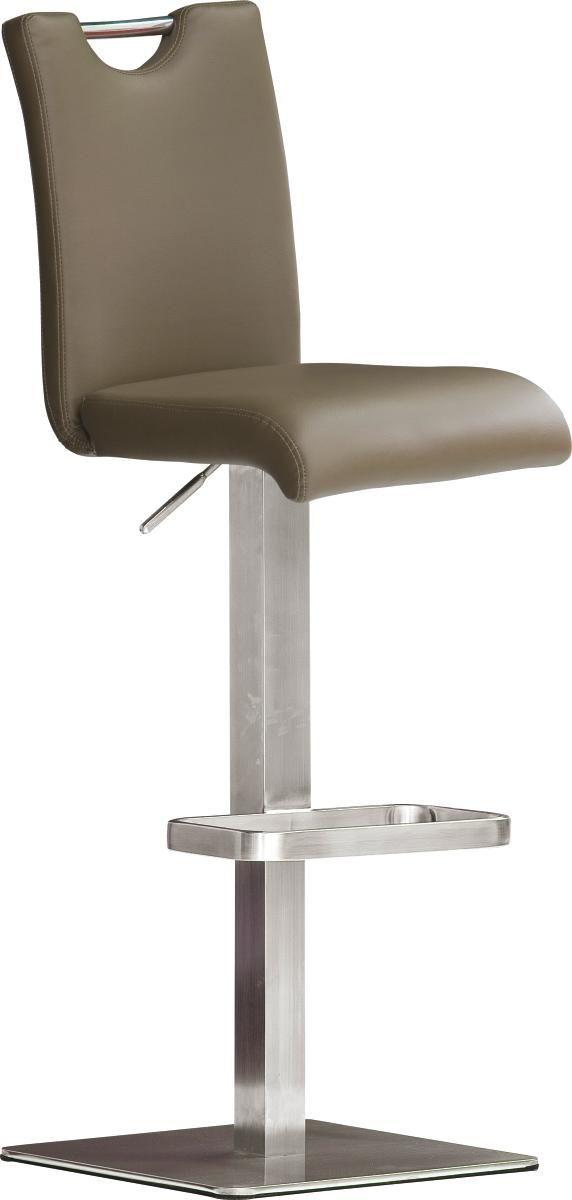 Barhocker höhenverstellbar Bardo Hellbraun/Edelstahlfarbe - Hellbraun/Edelstahlfarben, Design, Leder/Metall (42/90-115/50cm) - Livetastic