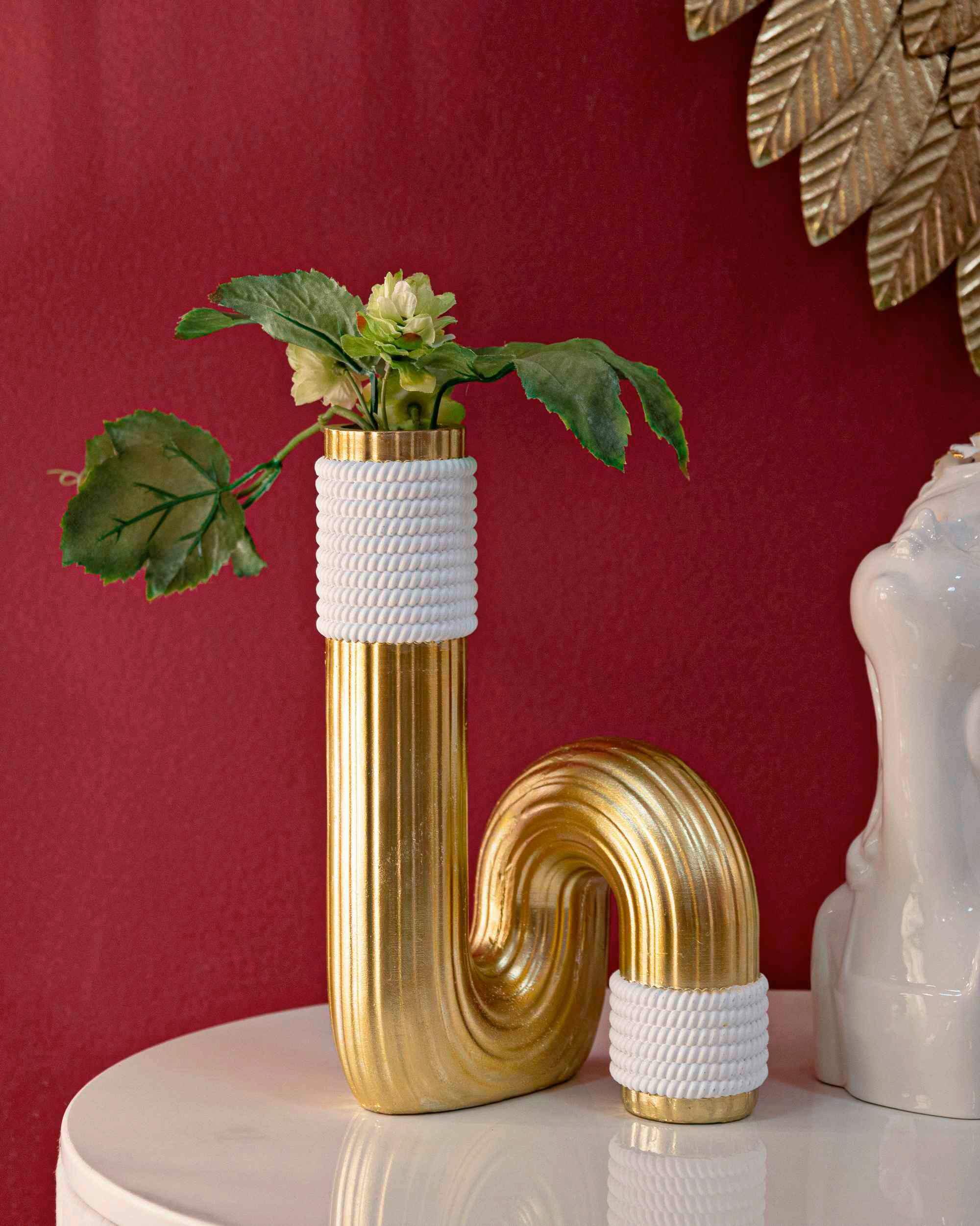 Vase Bann Big Goldfarben, Weiß B: 14,5 Cm - Goldfarben/Weiß, Basics, Kunststoff (14.5/25/13cm)
