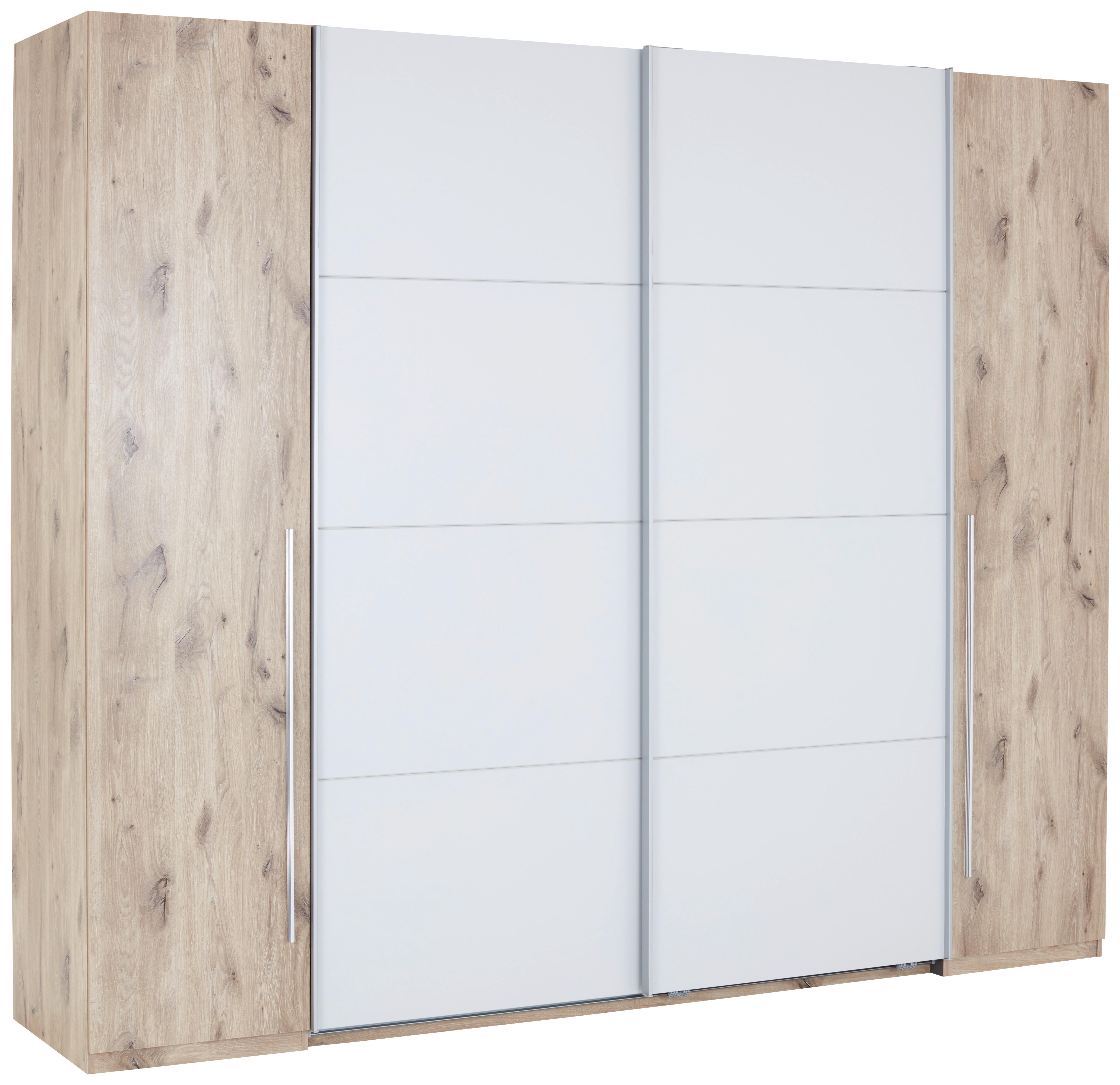 Skriňa s posuvnými dverami MATCH,šírka 315cm - farba duba/svetlosivá, Modern, kov/kompozitné drevo (311,9/225,5/60,3cm)