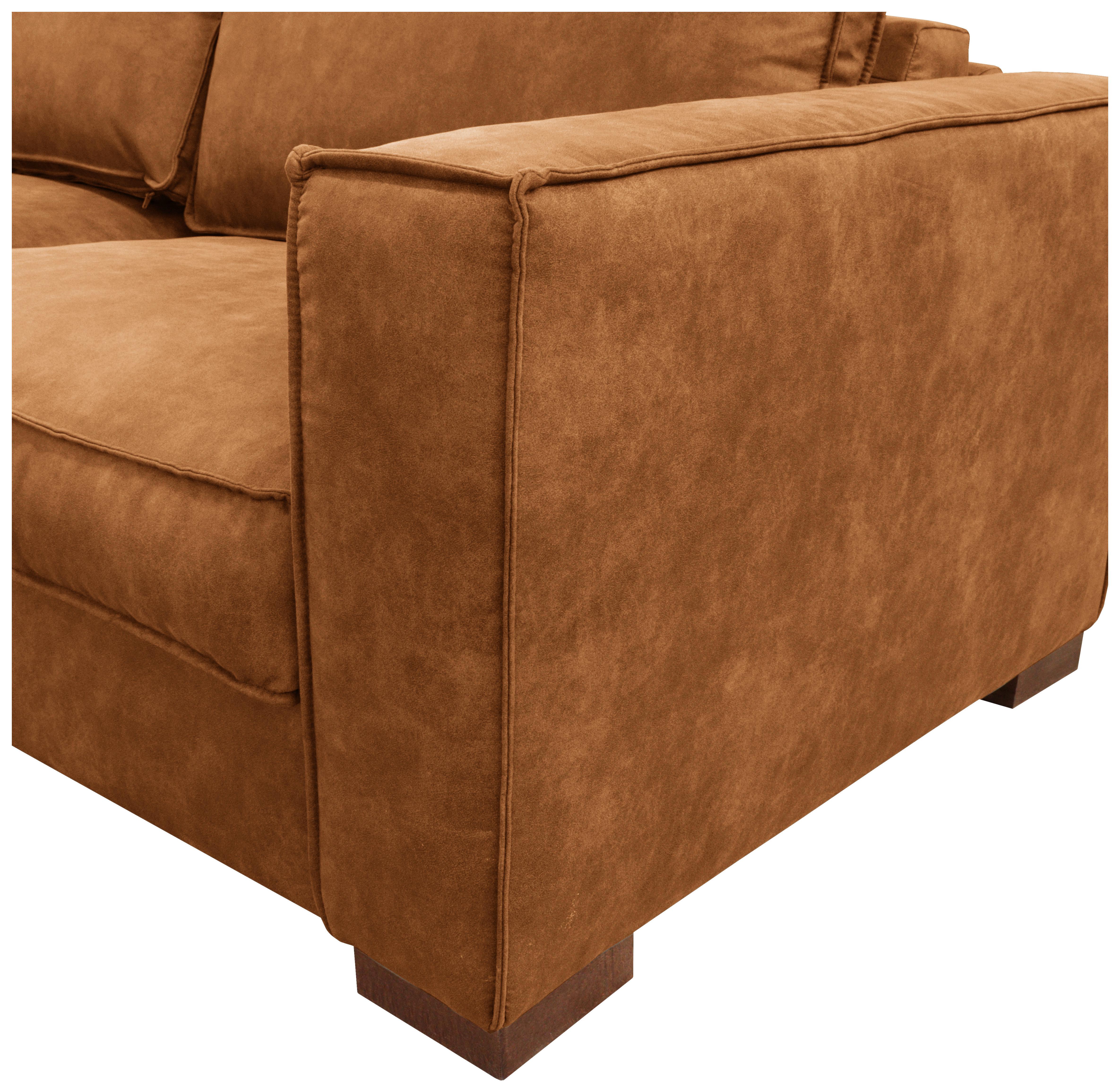 Schlafsofa Texas Cognac Mikrofaser, B: 203 cm - Cognac/Dunkelbraun, Design, Textil (203/85/99cm) - MID.YOU