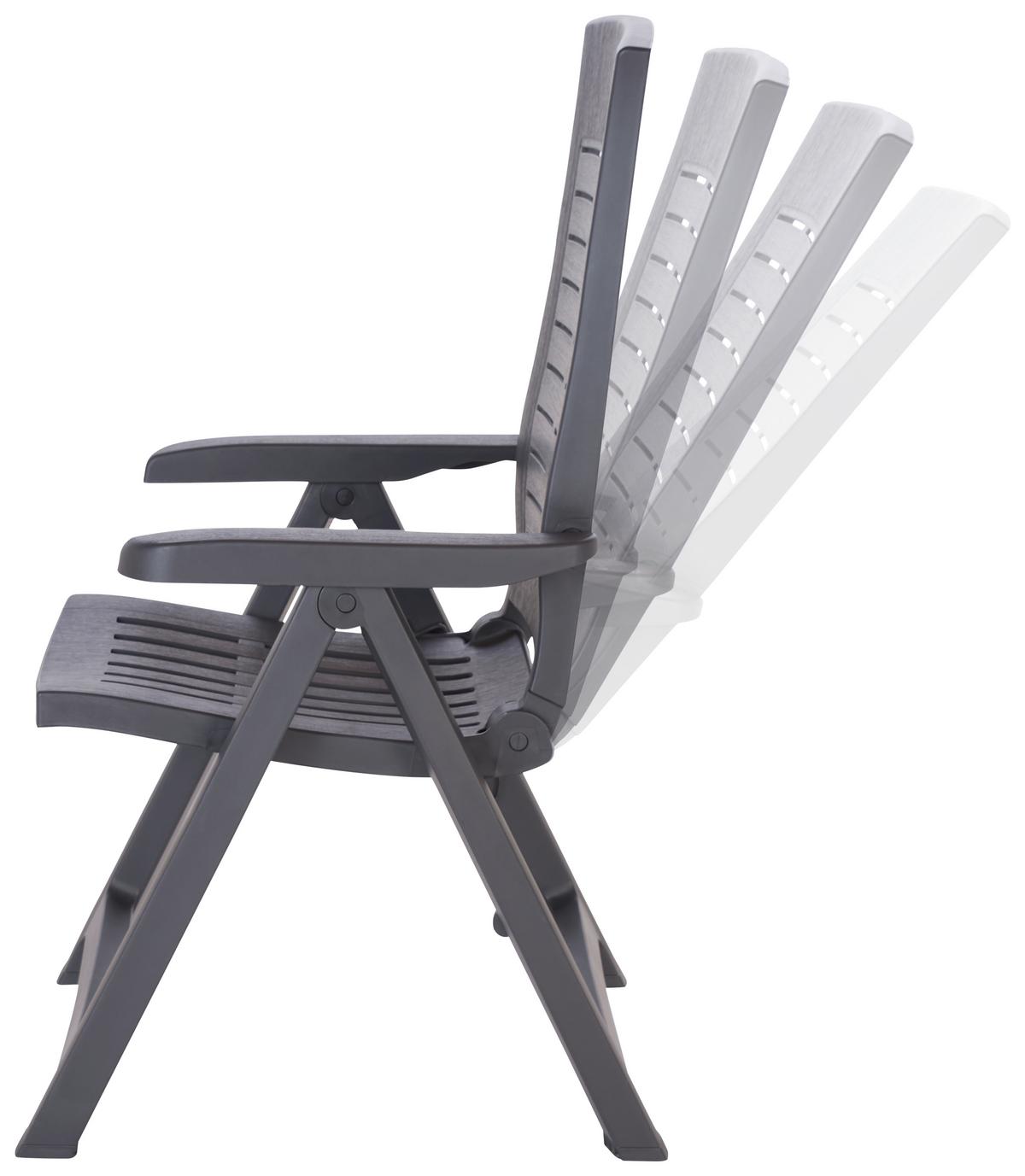 Gartenstuhl Malta Kunststoff Mehrfach verstellbar - Anthrazit, MODERN, Kunststoff (62/108/58cm) - Luca Bessoni