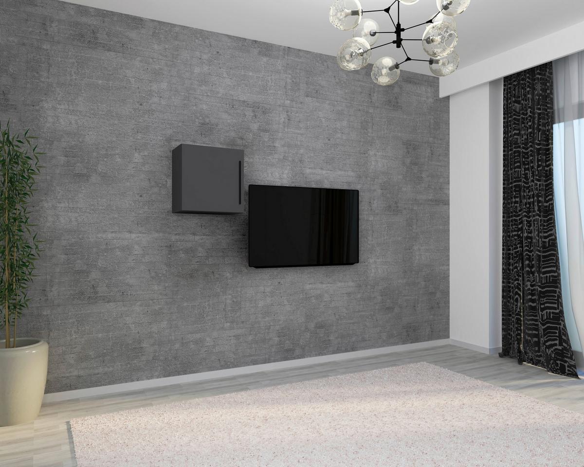 Závesná skrinka Arila š: 50 cm, antracitová - čierna/antracitová, Modern, kov/kompozitné drevo (50/50/30cm) - MID.YOU