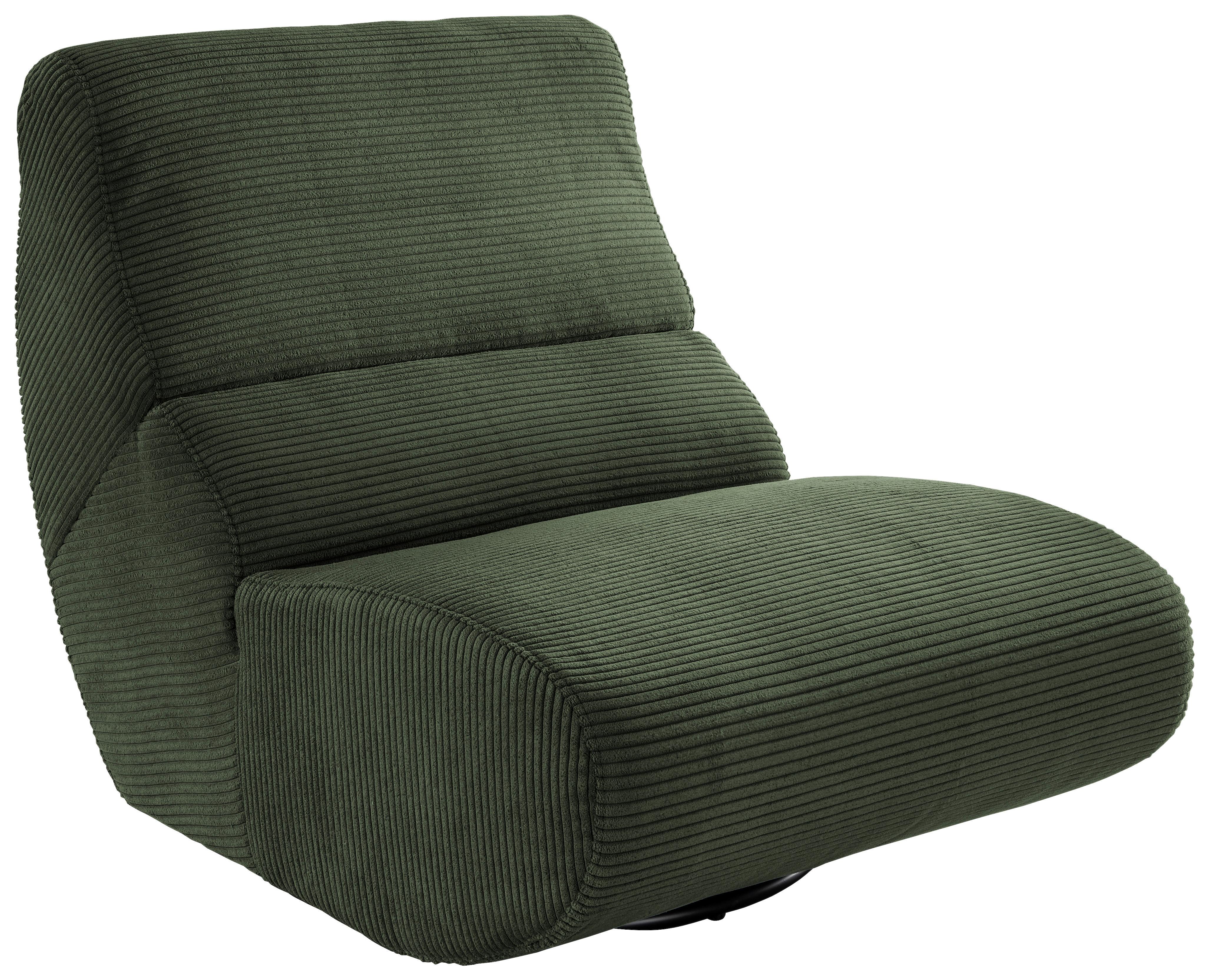 Sessel Lucera Waldgrün 360° drehbar, B: 74 cm - Waldgrün/Schwarz, Design, Textil (74/85/105cm) - Livetastic