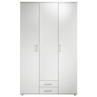 Drehtürenschrank Mit 2 Laden 120 Cm Paul, Weiß 3-Türig - Weiß, Basics, Glas/Holzwerkstoff (120/196/54cm)
