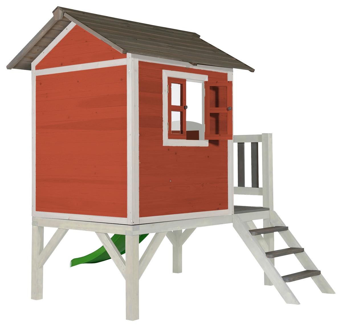 Hrací domeček Sunny Lodge XL červená - bílá/zelená, dřevo (261/189/168cm)
