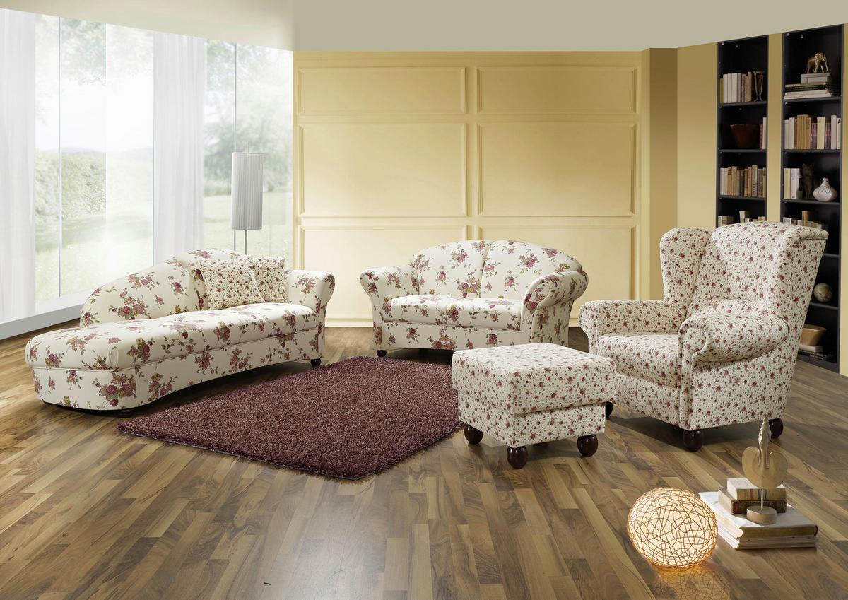 3-sitzer-sofa Corona Rot/beige, Blumen Design - Beige/Rot, Design, Textil (202/85/81cm) - Max Winzer