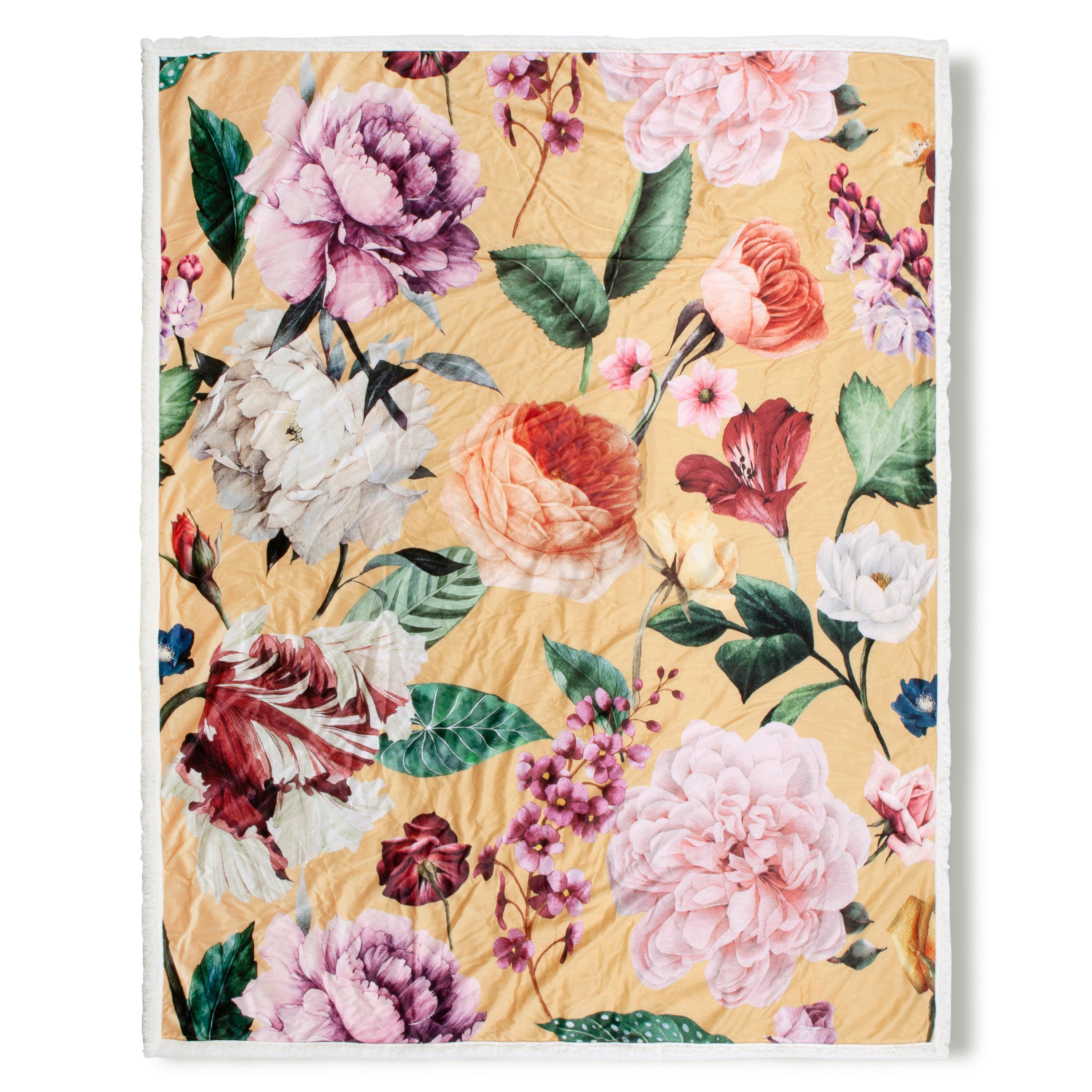 Plaid Fiori Gelb Goldfarben 130x160 Cm - Gelb/Goldfarben, Design, Textil (130/160cm)