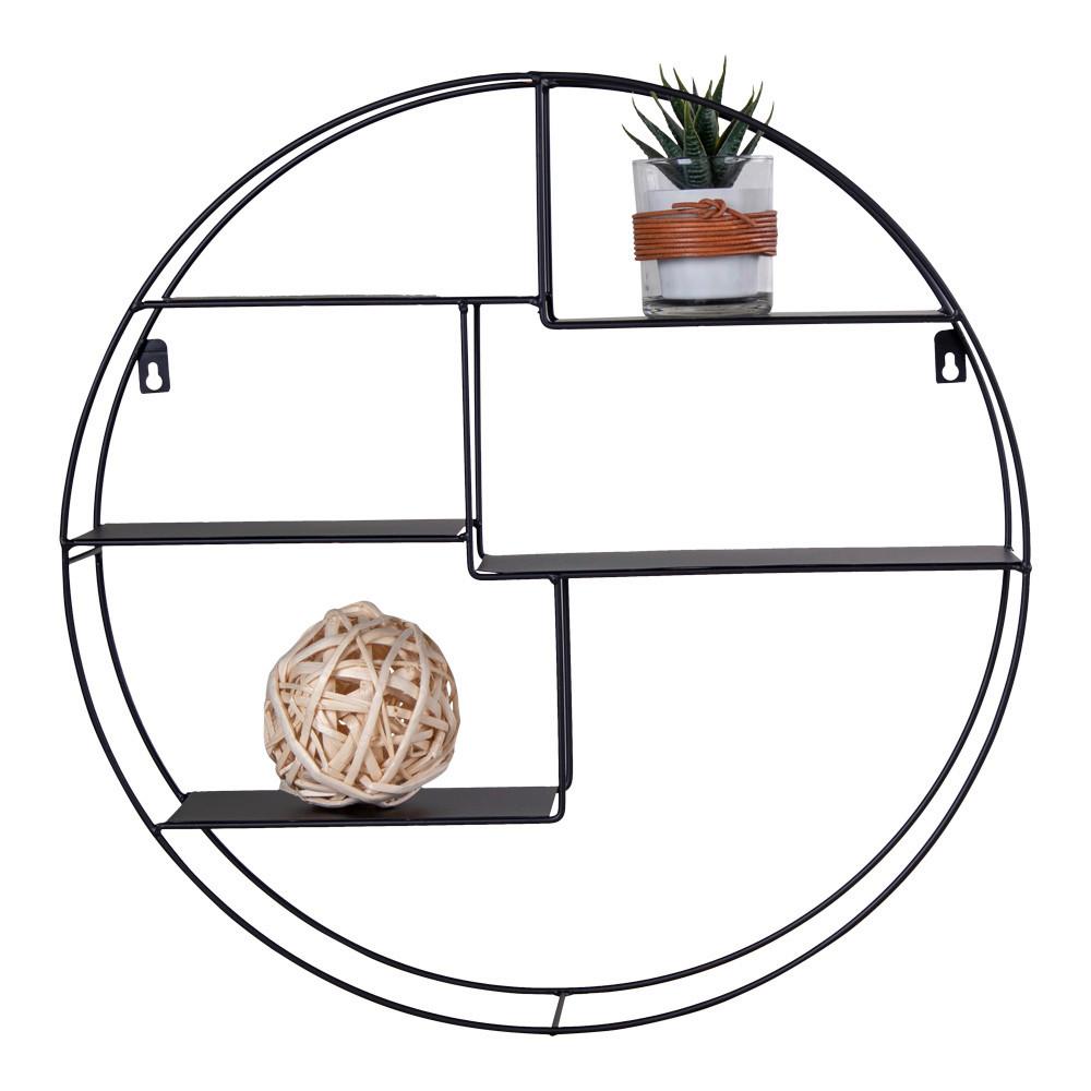 Wandregal Genk Schwarz B: 47 cm - Schwarz, Design, Metall (47/10/47cm)