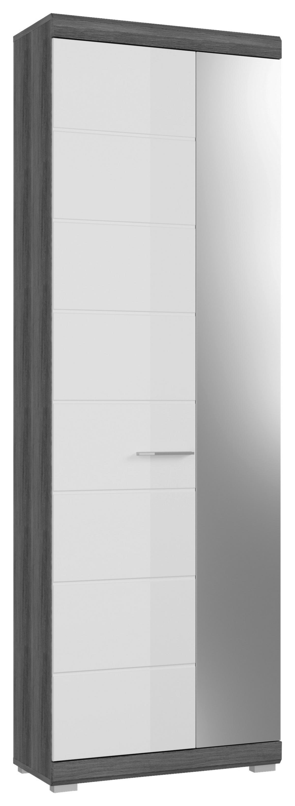 Garderobenschrank Scout - Weiß Hochglanz/Dunkelgrau, Design, Holzwerkstoff (90/197/37cm) - MID.YOU