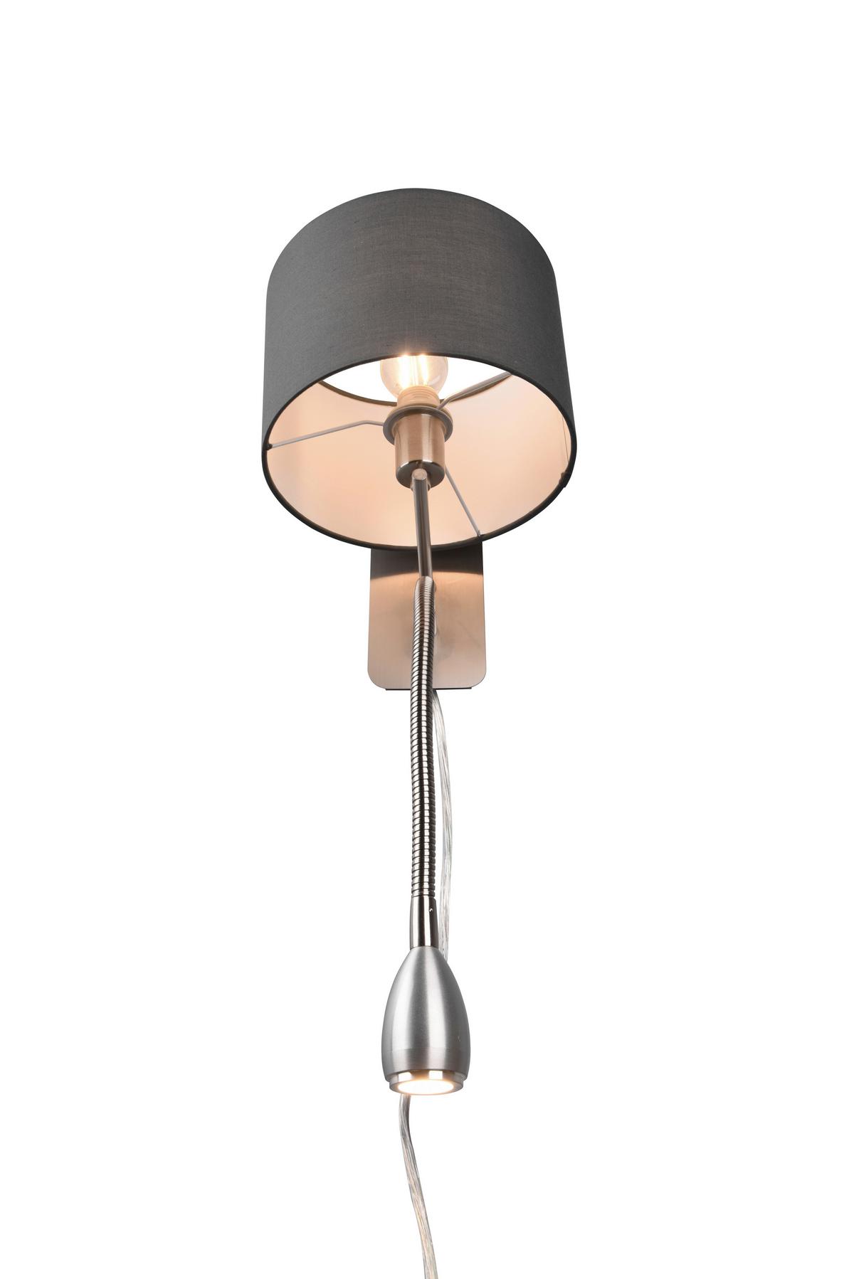 LED-Wandleuchte 2-Flammig Flexarm, Getrennt Schaltbar - Grau/Nickelfarben, Design, Textil/Metall (20/23cm) - Trio Leuchten