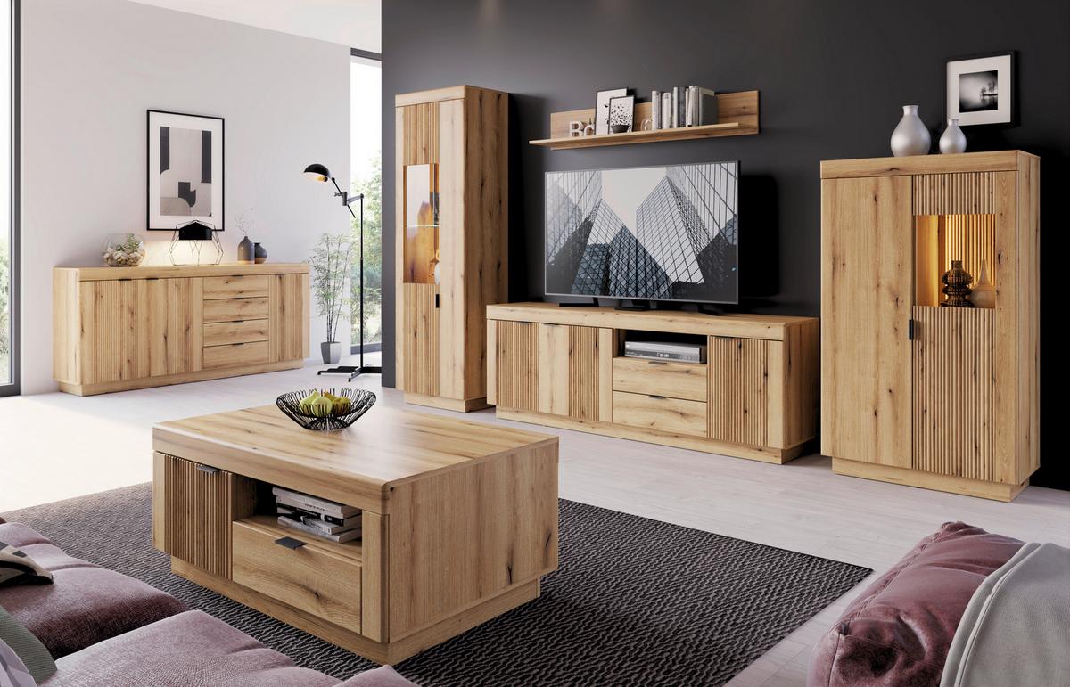 Wandboard Delamar Eichefarben Dekor B: 135 cm - Eichefarben, Trend, Holzwerkstoff (135/22/22cm)