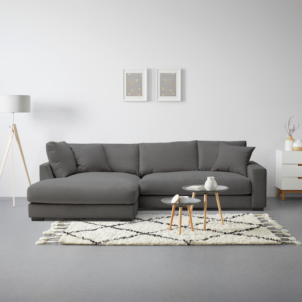 Rohová sedačka PEDRO, levá, antracitová - černá/antracitová, Moderní, textil/plast (190/300cm) - Mömax