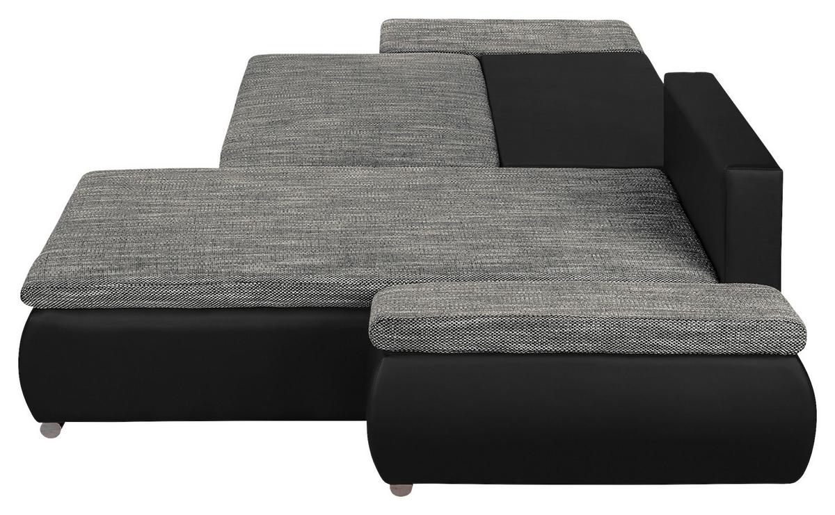 Ecksofa Acra Grau, Schwarz S:266x175cm - Chromfarben/Schwarz, Design, Textil (266/175cm) - Livetastic
