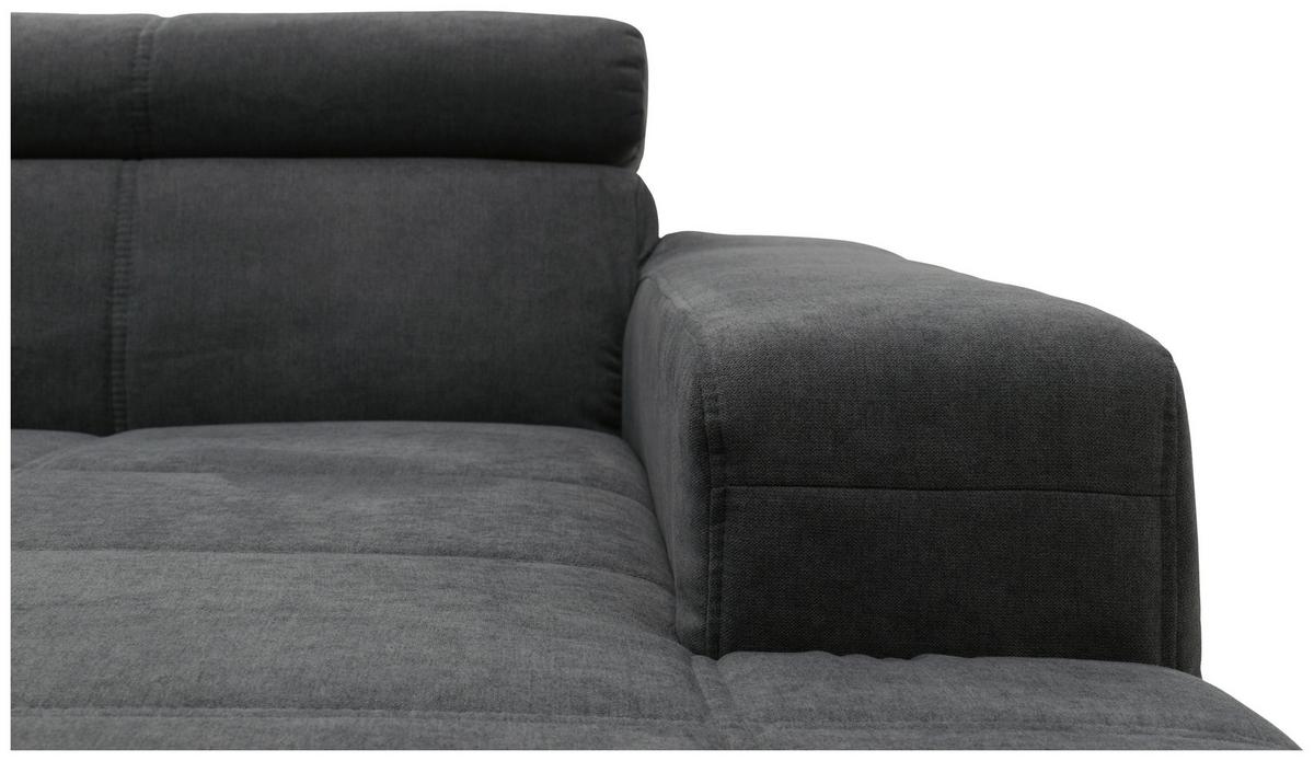 Wohnlandschaft Brandon Dunkelgrau Mikrofaser - Dunkelgrau/Schwarz, Design, Textil (228/359/175cm) - MID.YOU