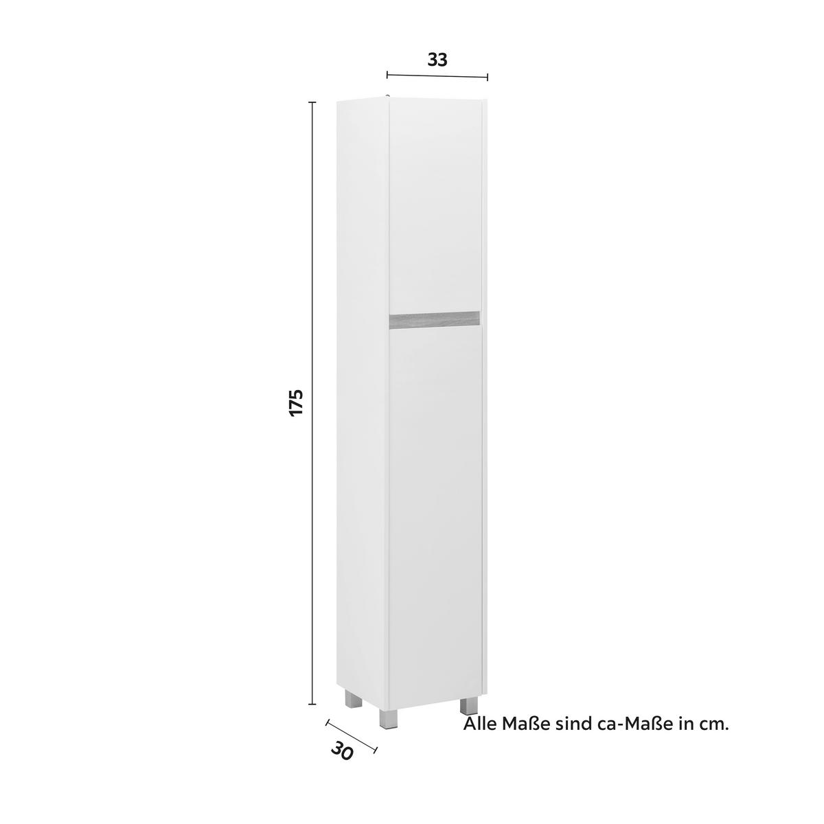 Vysoká skrinka MASSIMO biela/borovica - biela/strieborná, Modern, plast (33/175/30cm) - Bessagi Home