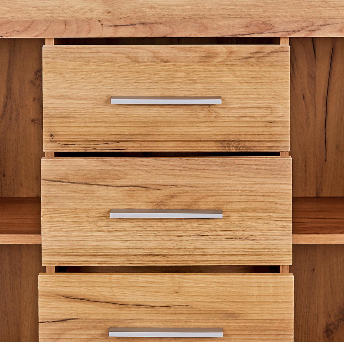 Kommode Xeno, Weiß/Eichefarben BxHxT: 137,5x86x39,9 cm - Eichefarben/Weiß, MODERN, Holzwerkstoff (137,5/86/39,9cm)