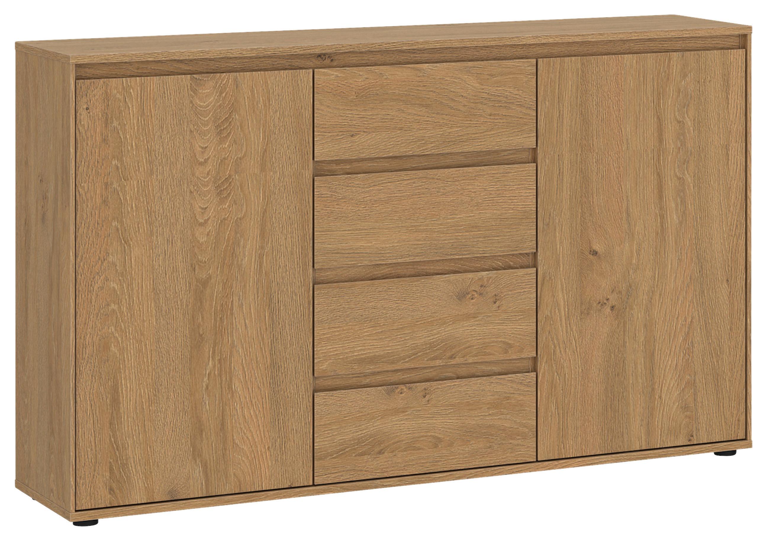 Kommode Calzado Steineiche B: 137cm - Eichefarben/Schwarz, MODERN, Holzwerkstoff (137/85/35cm)