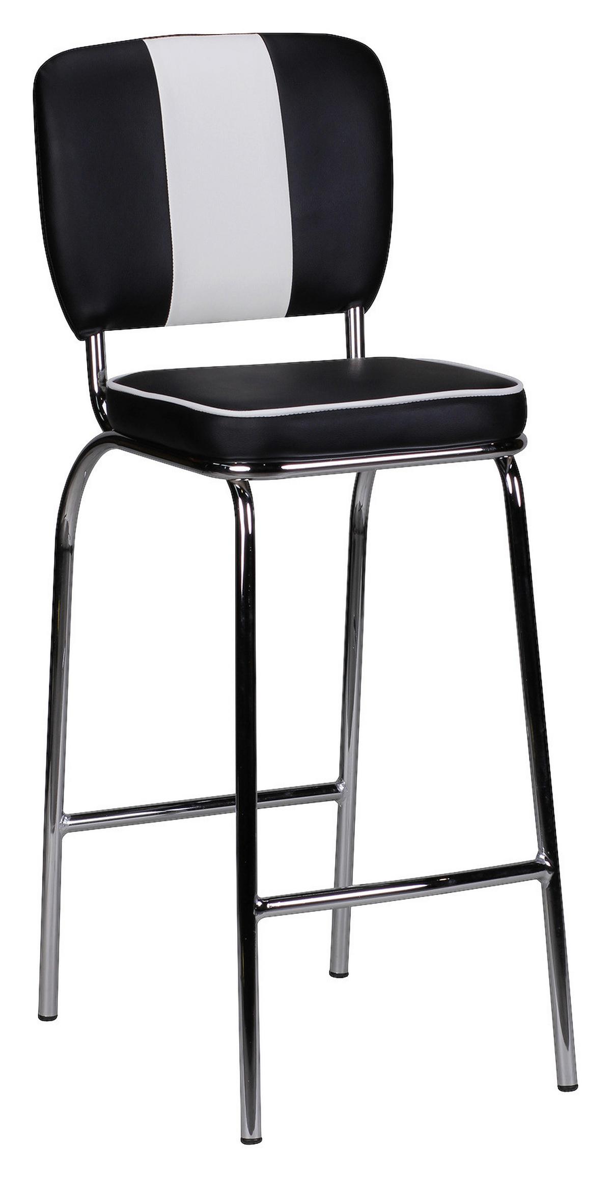 Barová židle AMERICAN DINER černobílá - bílá/černá, Moderní, kov/plast (40/110/38cm) - MID.YOU