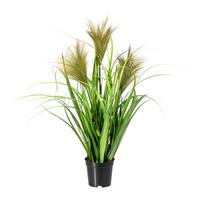 Kunstpflanze Schilfgras Grün, inkl. Topf, H: 60 cm - Schwarz/Grün, Basics, Kunststoff (60cm) - P & B